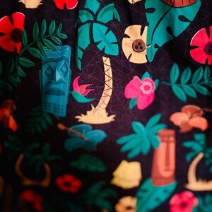 Oblong Box Shop Tiki Icons with Black Spiderweb Background Caftan Dress Plus